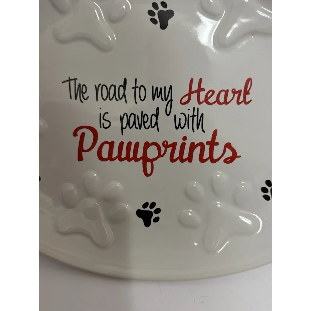 Pawprints Dog Lover Platter Road‎ to My Heart Paved W Pawprints Pet Parent GIFT